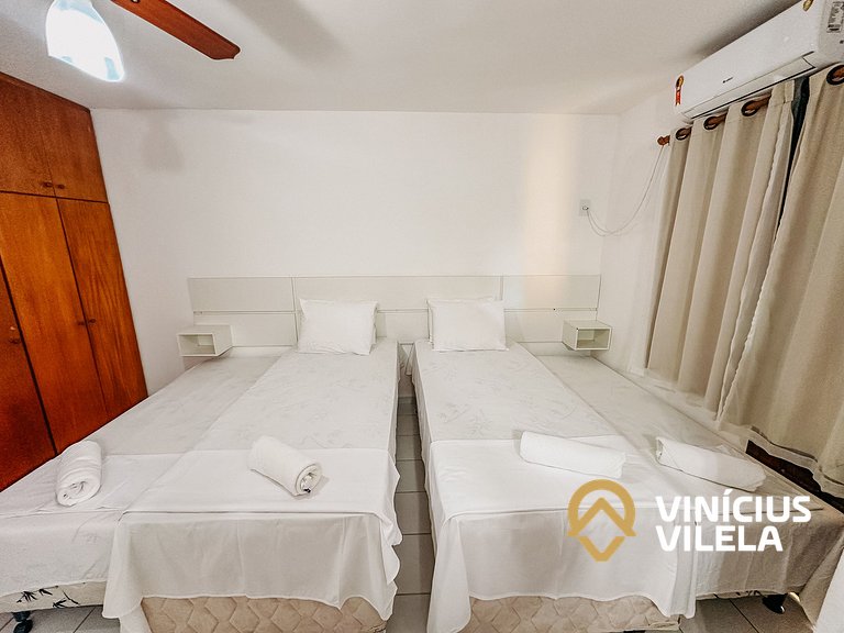 Casa com 2 suítes ambas com ar condicionado e TV, churraquei