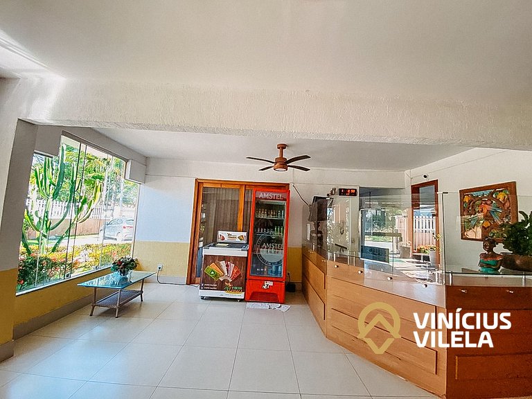 Flat com 1 quarto com ar split, sala e cozinha completa, No