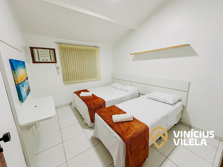 Flat com 1 quarto com ar split, sala e cozinha completa acom