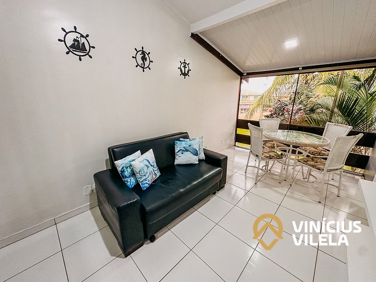Flat com 1 quarto com ar split, sala e cozinha completa acom