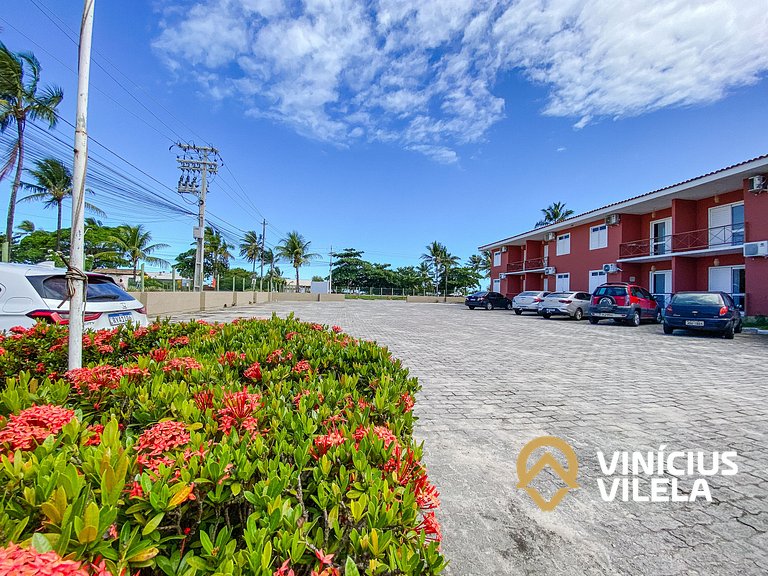 Flat 1 com quarto frente praia de Taperapuã