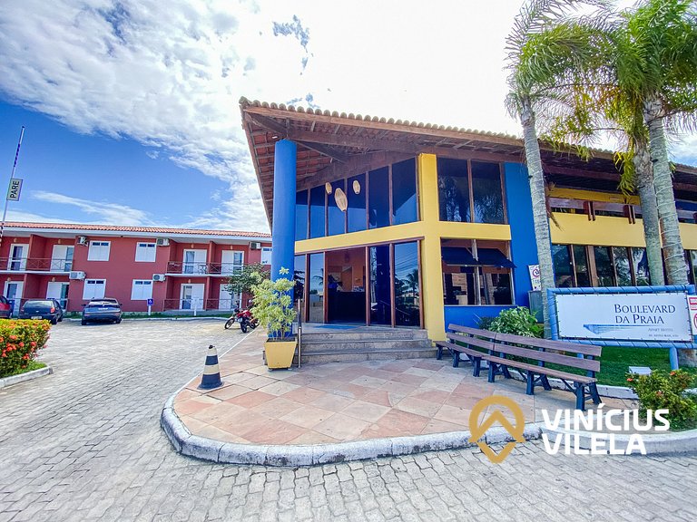 Flat 1 com quarto frente praia de Taperapuã