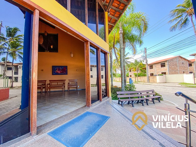 Flat 1 com quarto frente praia de Taperapuã