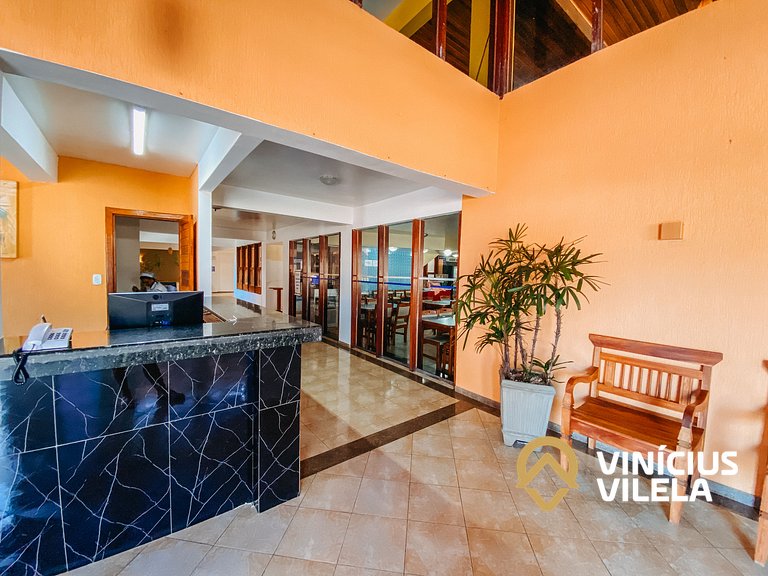 Flat 1 com quarto frente praia de Taperapuã