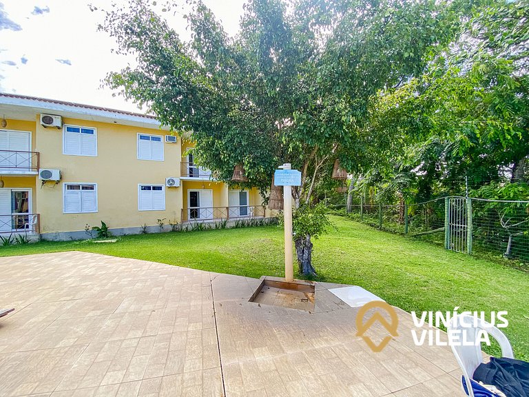 Flat 1 com quarto frente praia de Taperapuã