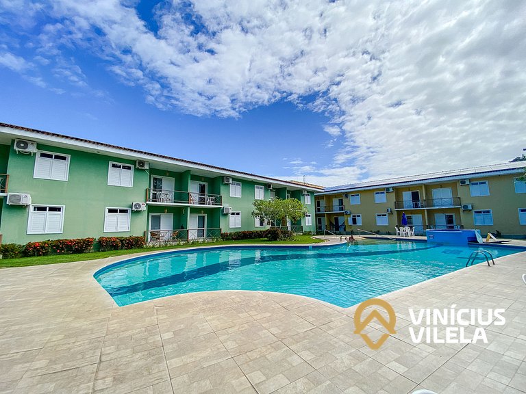 Flat 1 com quarto frente praia de Taperapuã