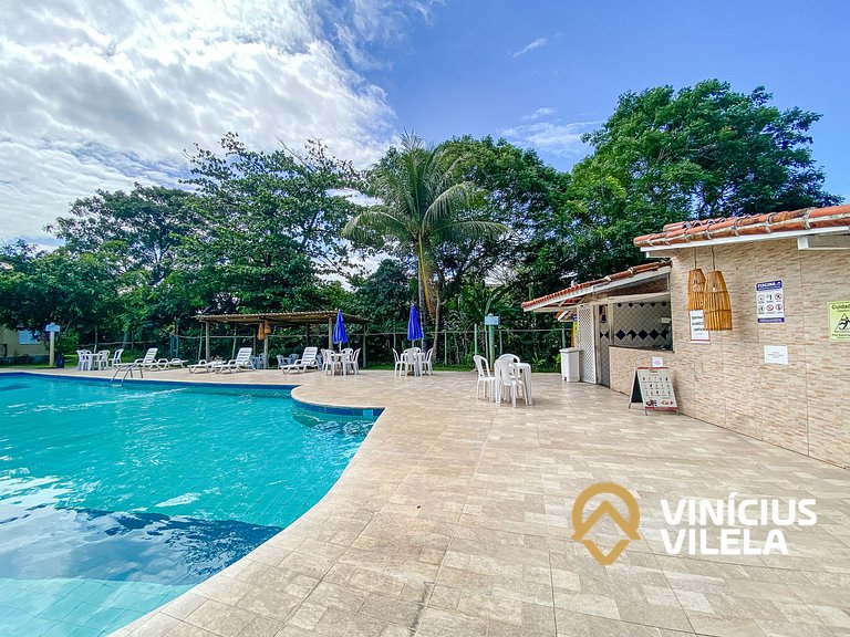 Flat 1 com quarto frente praia de Taperapuã