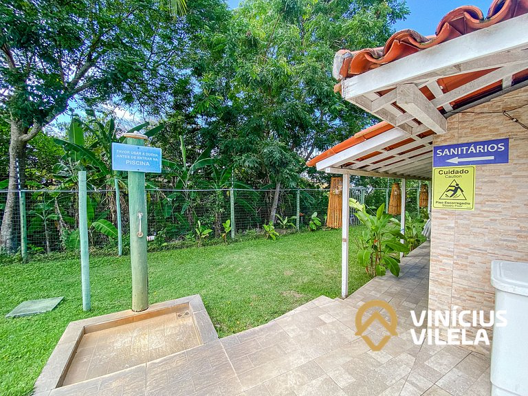 Flat 1 com quarto frente praia de Taperapuã