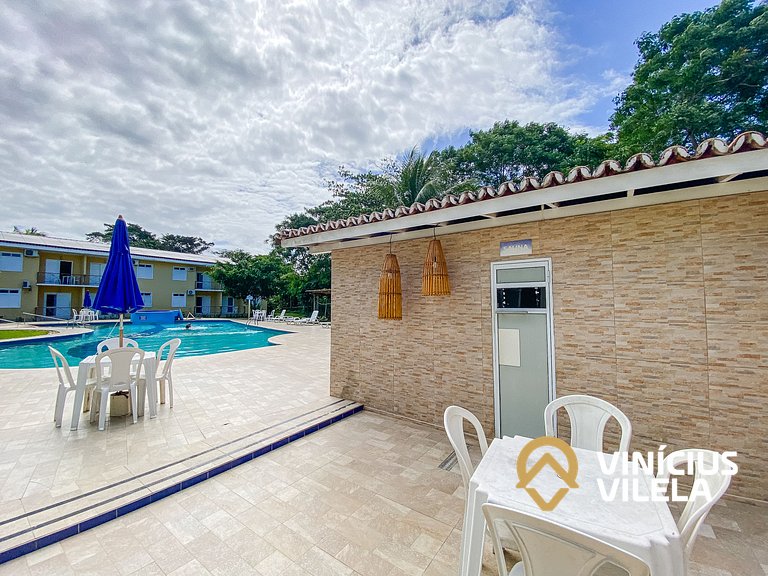 Flat 1 com quarto frente praia de Taperapuã