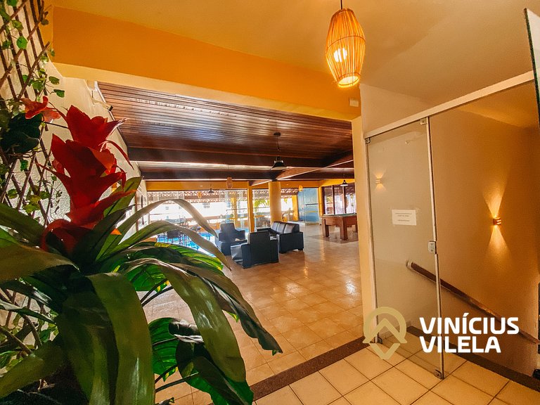 Flat 1 com quarto frente praia de Taperapuã