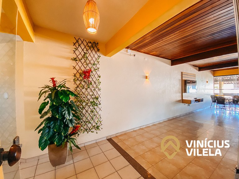 Flat 1 com quarto frente praia de Taperapuã