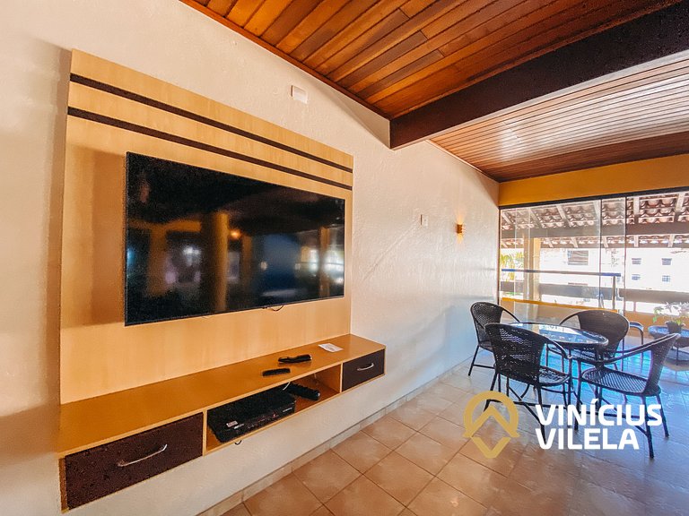 Flat 1 com quarto frente praia de Taperapuã