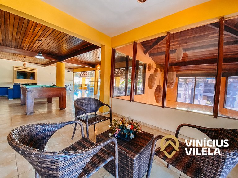 Flat 1 com quarto frente praia de Taperapuã