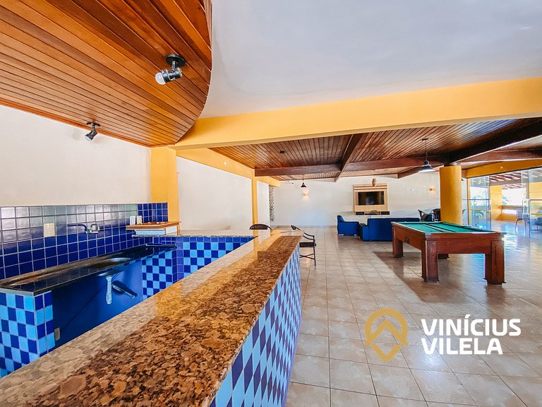 Flat 1 com quarto frente praia de Taperapuã