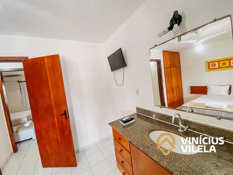 Casa com 2 suítes ambas com ar condicionado e TV, e internet