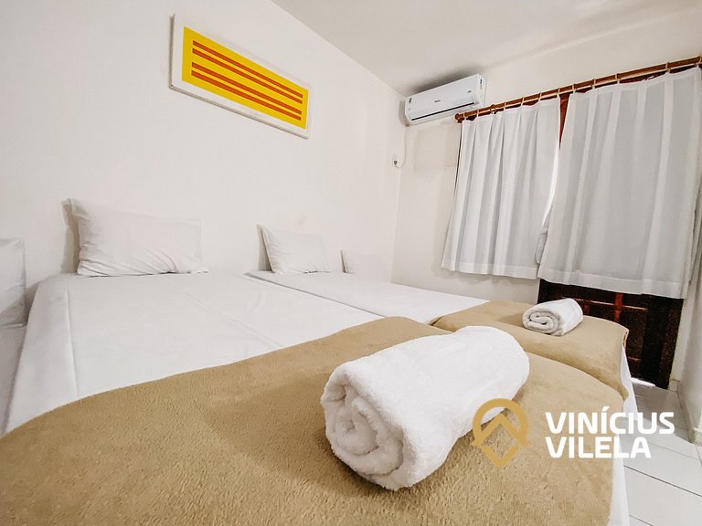 Casa com 2 suítes ambas com ar condicionado e TV, e internet
