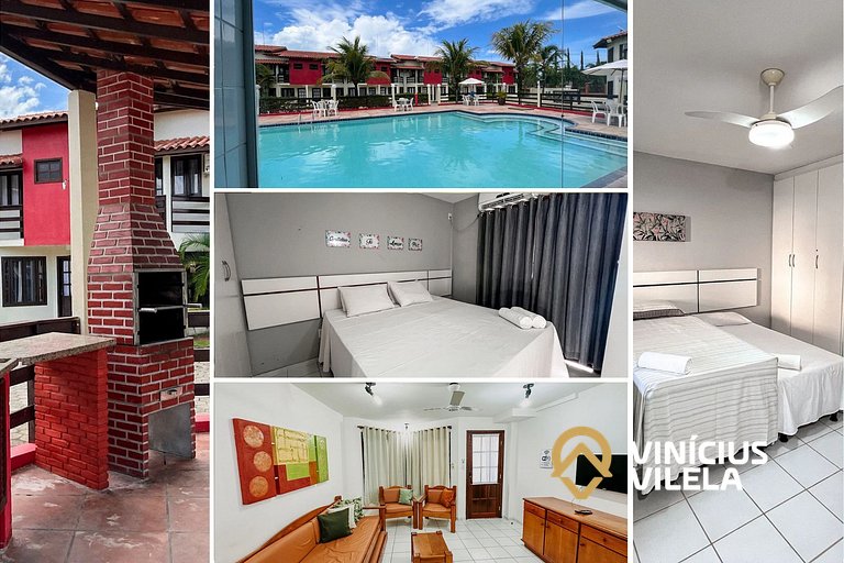 Casa com 3 suítes ambas com ar condicionado e TV, sala clima