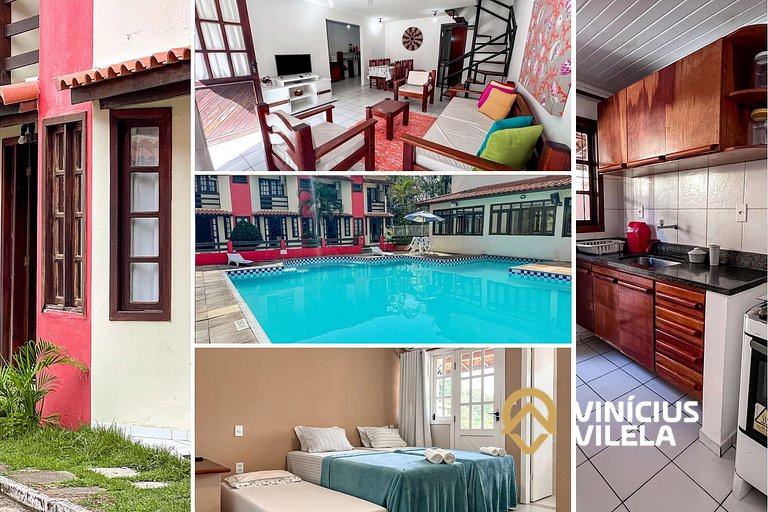 Casas com 2 ou 3 suítes (todas com ar split), com internet p