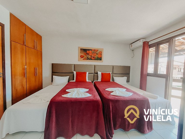 Casa com 2 suítes ambas com ar condicionado e TV, e internet