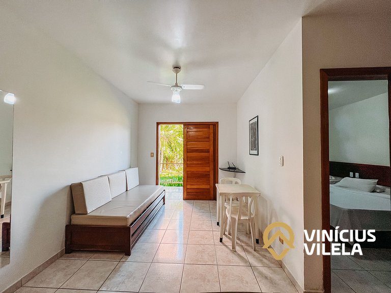 Flat 1 com quarto pavimento superior no condomínio Boulevard