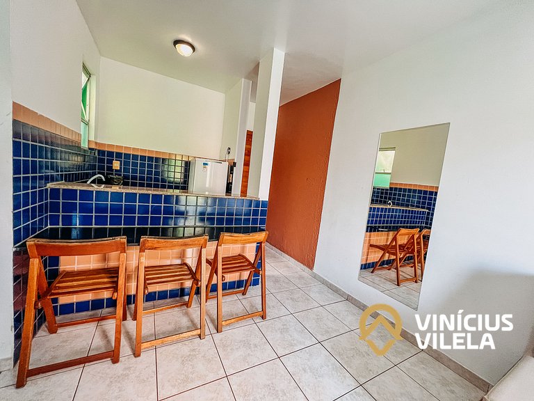 Flat 1 com quarto pavimento superior no condomínio Boulevard
