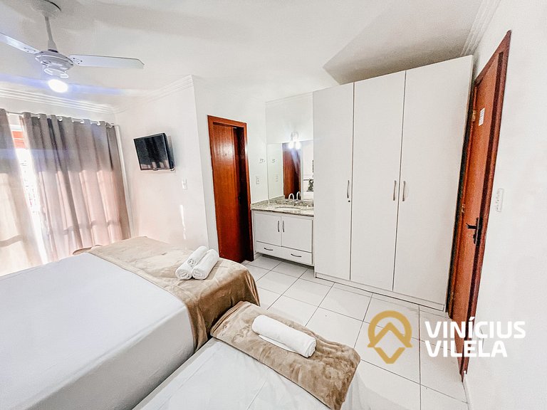 Flat com 1 suíte e sala climatizada, no pavimento superior c