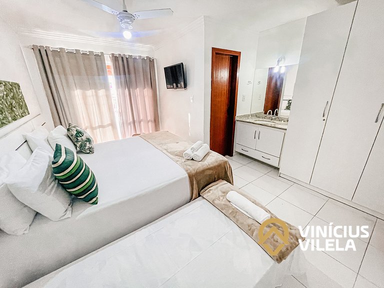 Flat com 1 suíte e sala climatizada, no pavimento superior c