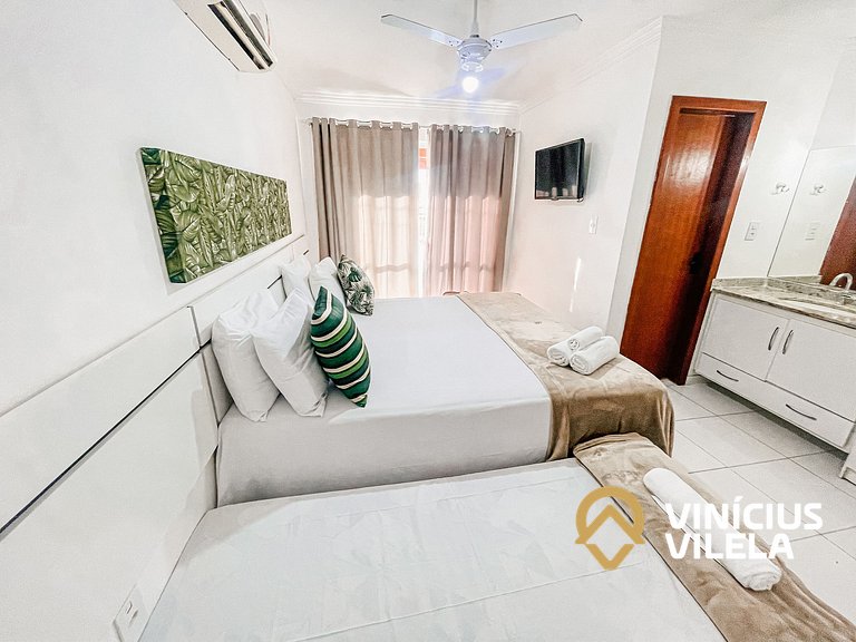 Flat com 1 suíte e sala climatizada, no pavimento superior c
