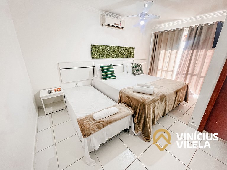 Flat com 1 suíte e sala climatizada, no pavimento superior c