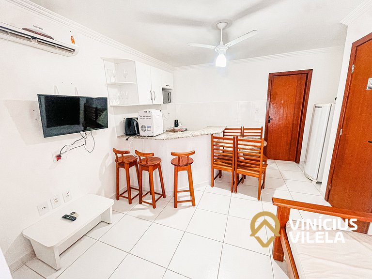 Flat com 1 suíte e sala climatizada, no pavimento superior c