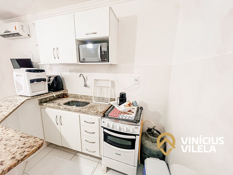 Flat com 1 suíte e sala climatizada, no pavimento superior c