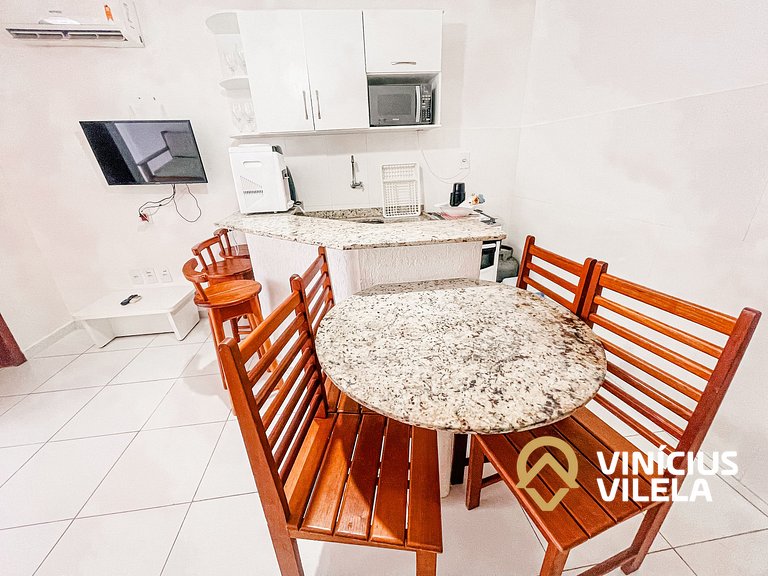 Flat com 1 suíte e sala climatizada, no pavimento superior c