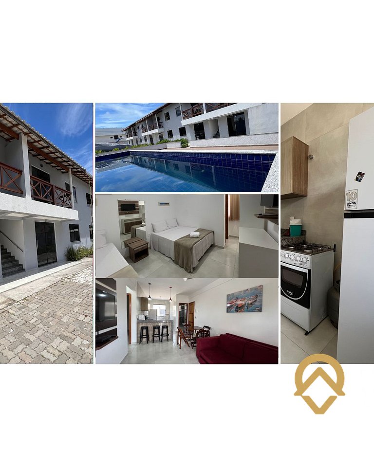 Apê pavimento superior com 2 quartos (ambos com ar), interne