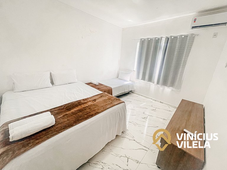 Apê com Vista mar, 2 quartos sendo 1 suíte (ambos com ar con