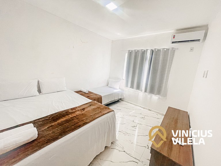 Apê com Vista mar, 2 quartos sendo 1 suíte (ambos com ar con