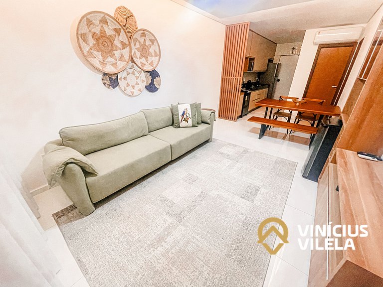 Com 3 suítes, sala climatizada e com cervejeira, acomoda até