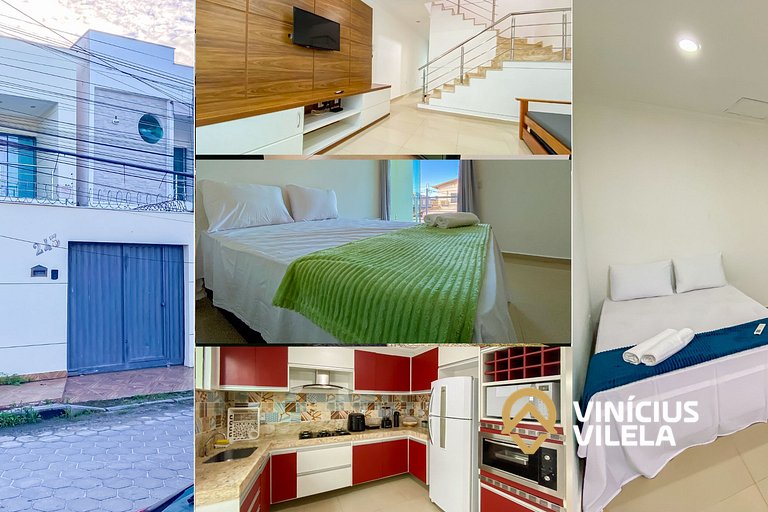 Casa individual com 2 suítes ambas com ar condicionado, sala
