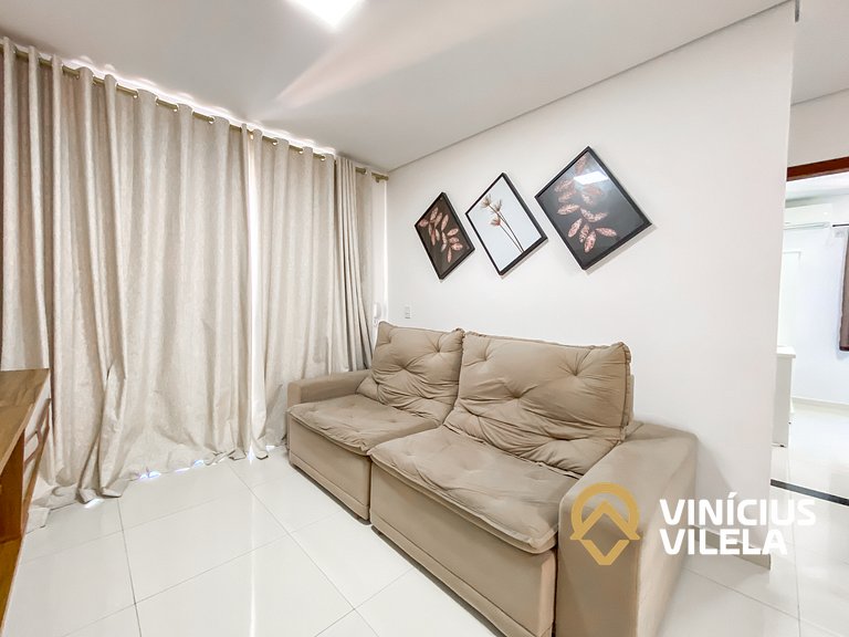 Apto 3 quartos sendo 1 suíte, mobilia de excelente padrão ac