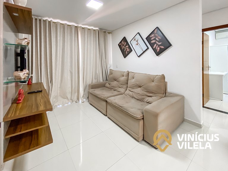 Apto 3 quartos sendo 1 suíte, mobilia de excelente padrão ac