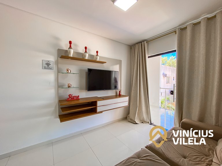 Apto 3 quartos sendo 1 suíte, mobilia de excelente padrão ac