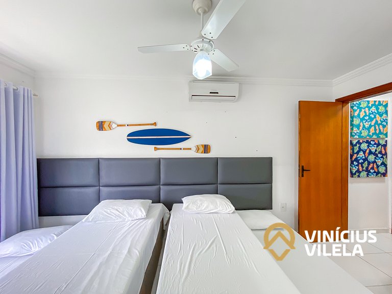 Casa com 3 suítes todas com ar condicionado, Sala climatizad