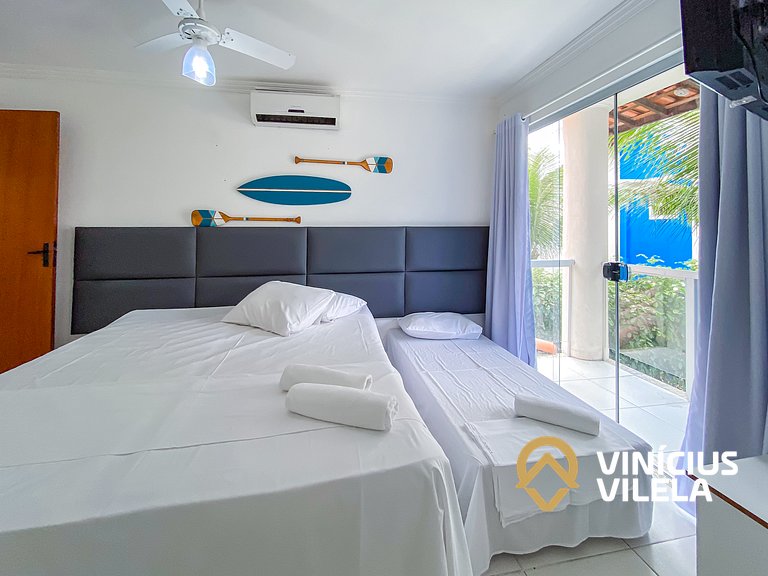 Casa com 3 suítes todas com ar condicionado, Sala climatizad