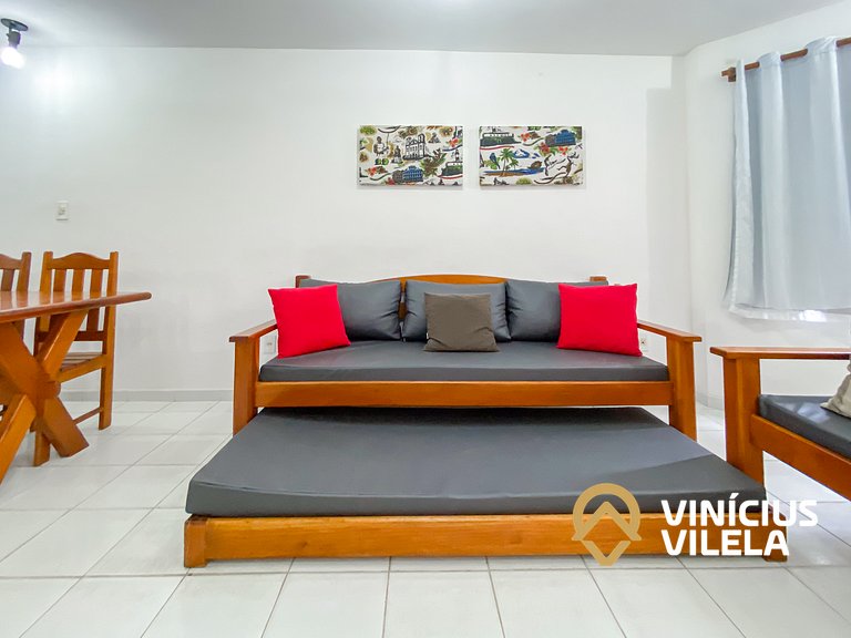 Casa com 2 suítes ambas com ar condicionado e TV, churraquei