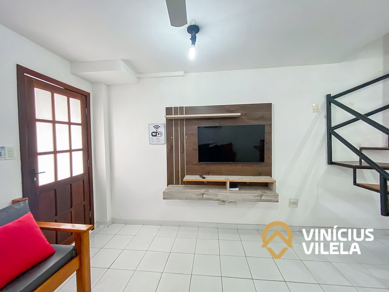 Casa com 2 suítes ambas com ar condicionado e TV, churraquei