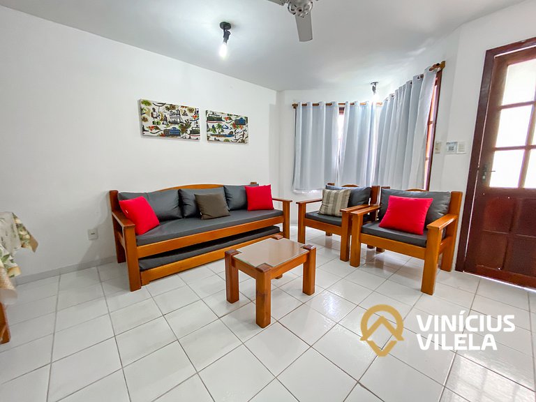 Casa com 2 suítes ambas com ar condicionado e TV, churraquei