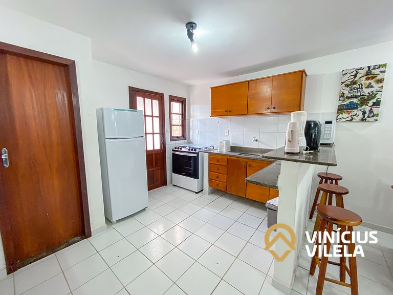 Casa com 2 suítes ambas com ar condicionado e TV, churraquei