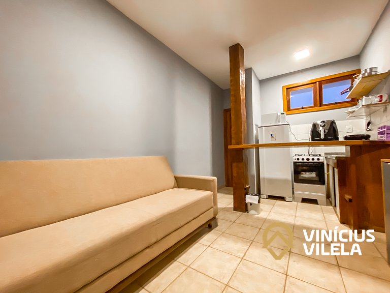 Apê térreo 1 quarto com ar, sala, cozinha completa