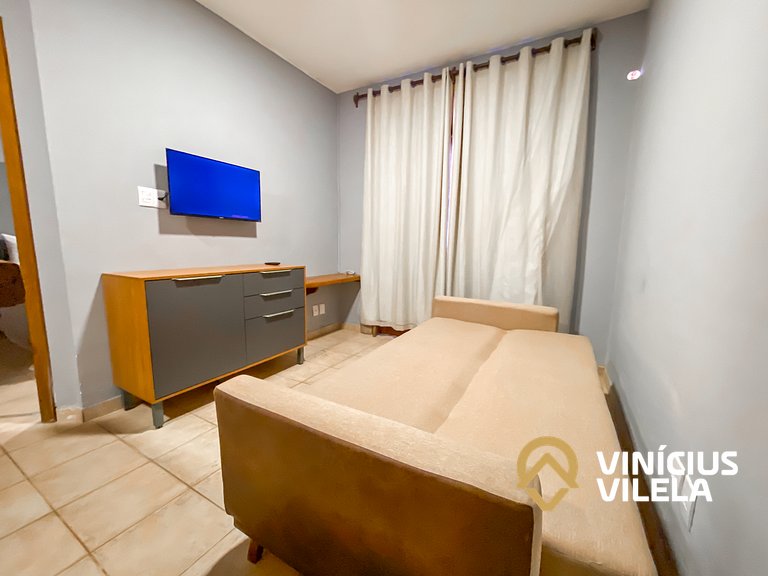 Apê térreo 1 quarto com ar, sala, cozinha completa