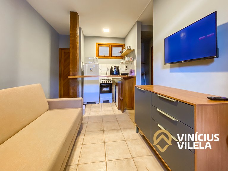 Apê térreo 1 quarto com ar, sala, cozinha completa