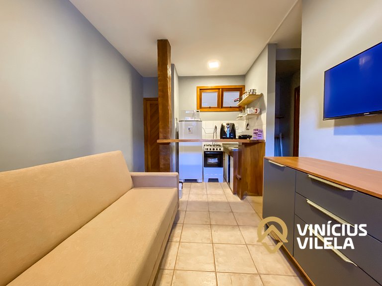 Apê térreo 1 quarto com ar, sala, cozinha completa